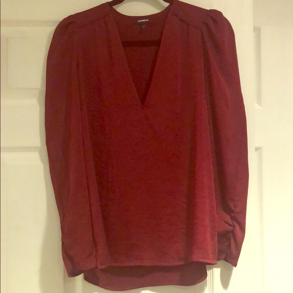 Women’s Express RedWine  plunge neck blouse